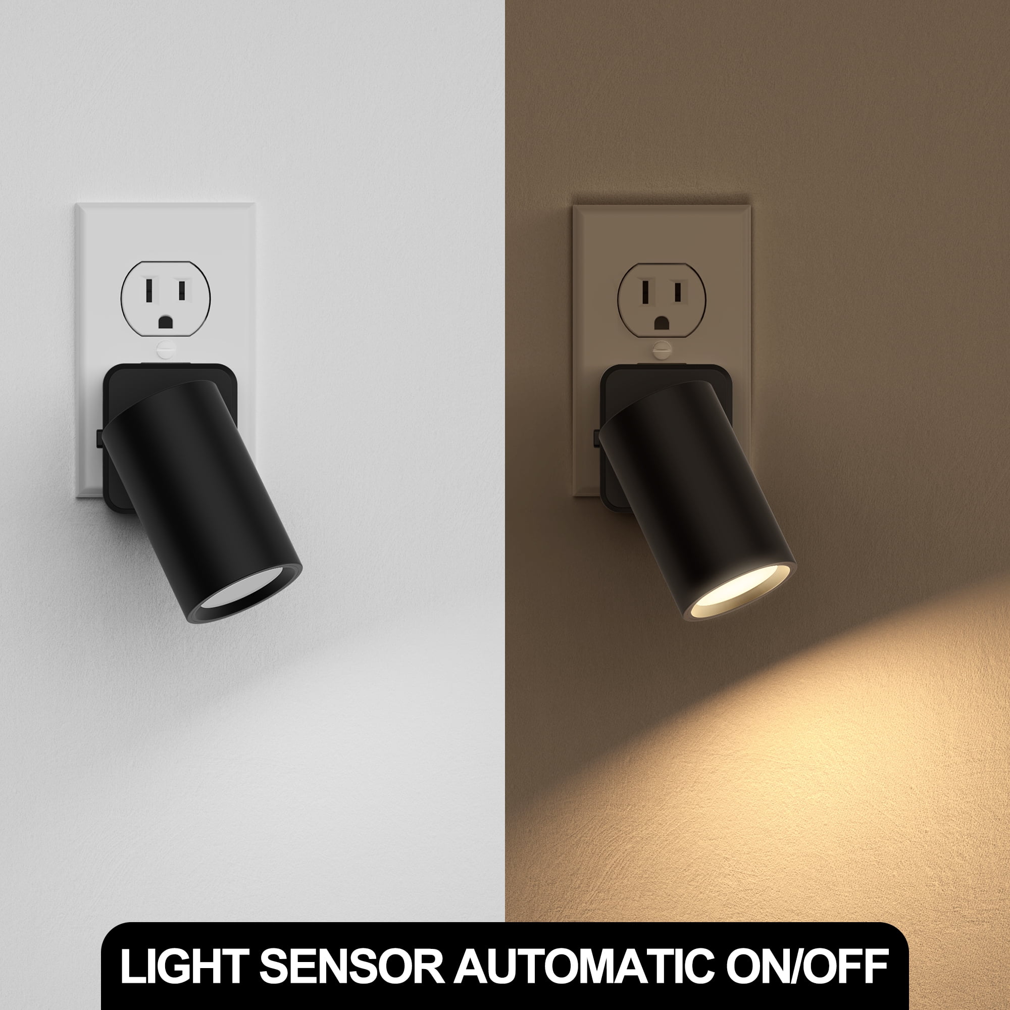 Set of 2 Adjustable Dimmable LED Night Lights with Warm White Glow