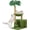 Green, variant on Palm Tree Cat Tree 37 Inch Scratching Post Tower Tropical Jungle Playground with Natural Jute Sisal Rope Cozy Plush Hammock Private Cave Condo Toy Mouse Stable Faux Grass Base