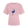 thumbnail image 3 of Hauts Mignons pour Femmes Été Col Rond Manches Courtes Décontracté Imprimé Floral T-Shirts Coupe Ample Blouses Tuniques Cadeaux, 3 of 4