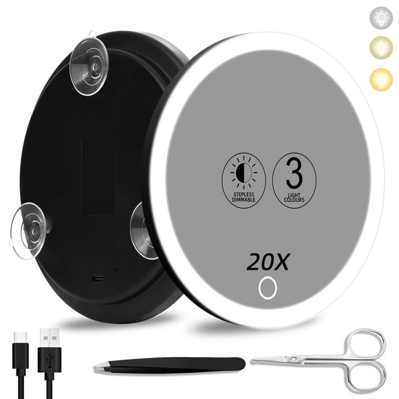 Espejo de aumento Suupvaor, 6 pulgadas, 20 veces, con luz recargable