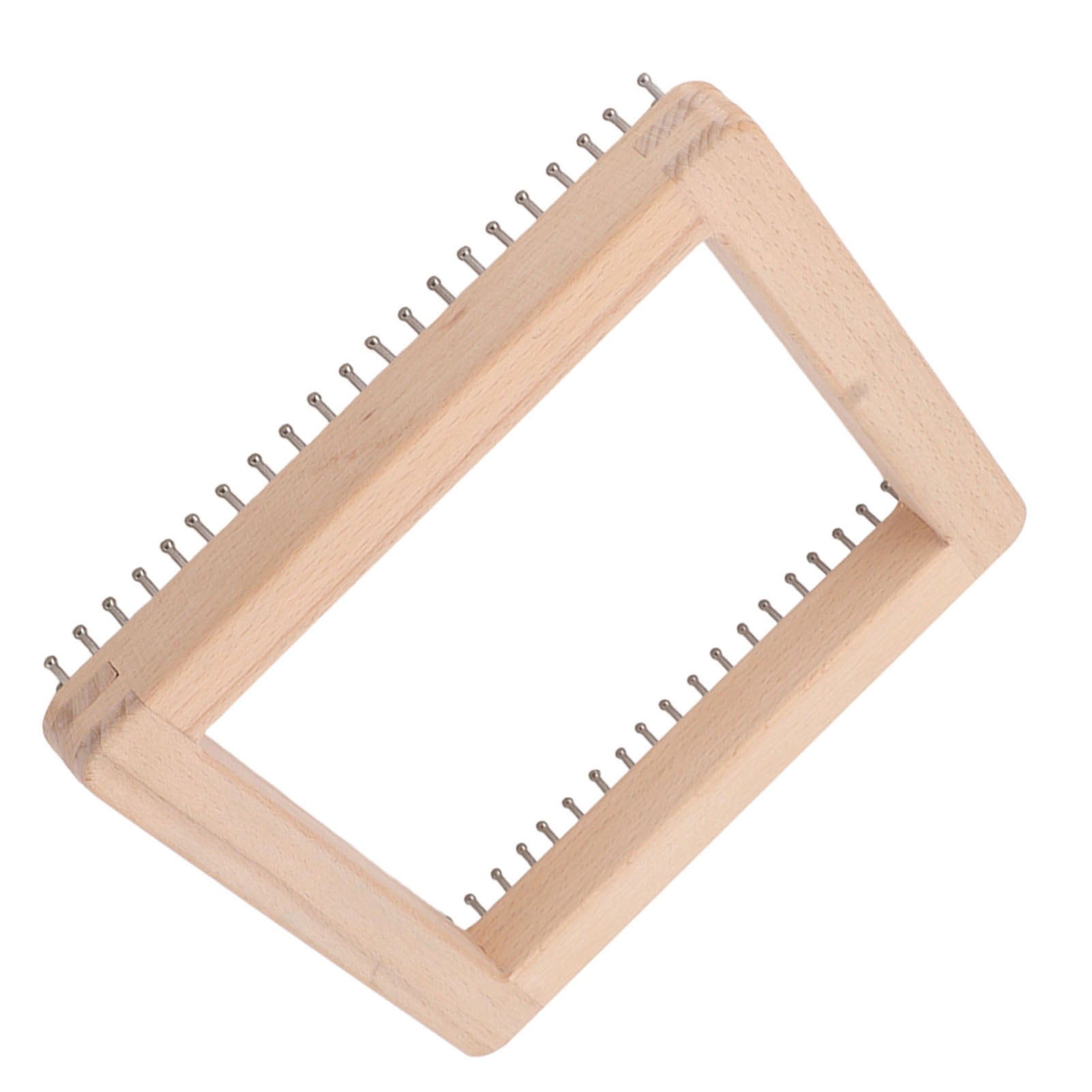 Mini Square Knitting Tool with Hooks Wooden Crochet Board for Weaving Mat Hairband Blanket Sock 19.5x19.5cm