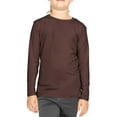 thumbnail image 2 of Stretch Is Comfort Girl's Poly/Spandex Crew Neck Long Sleeve Top Brown X-Large, 2 of 6