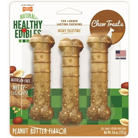 Nylabone Natural Healthy Edibles Peanut Butter Flavor Chew Treats - Regular 3