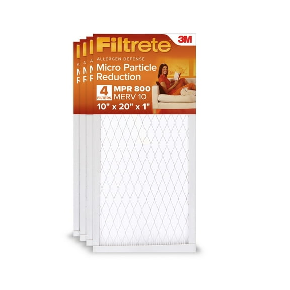 Filtrete 10x20x1, MERV 10, Micro Particle Reduction HVAC Furnace Air Filter, 800 MPR