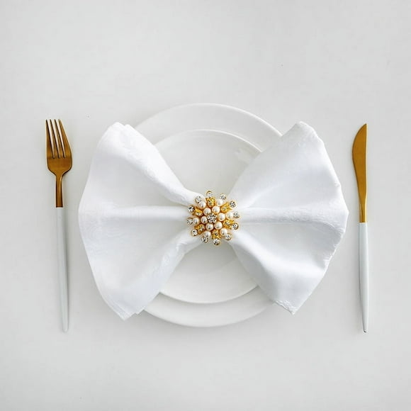 Nvzi Servilletas de tela de damasco de 2 unidades, 19,68 x 19,68 pulgadas, servilletas de tela de jacquard cuadradas,banquetes de bodas, color blanco A