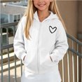 thumbnail image 2 of BLVB Boys Girls Zip up Hoodies Teen Full-Zip Heart Graphic Sweatshirts Jacket Casual Fall Outwear with Pocket(White,7-8 Years), 2 of 8