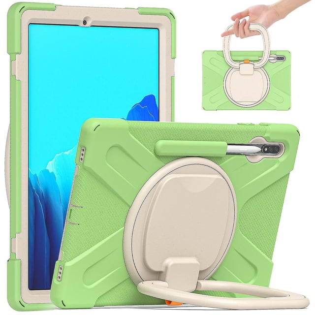 Funda protectora de color para Samsung Tab S7 Plus de 12,4 pulgadas con soporte para bolígrafo, anillo ajustable grande y protección contra golpes.
