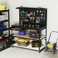 thumbnail image 4 of Costway 48" x 24" Workbench Heavy-Duty WorkTable with 3 PCs Pegboard Drawer & Shelves Black, 4 of 10