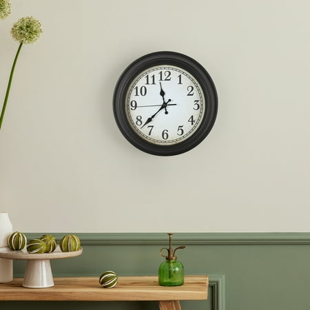 12 inch Round Classic Clock Vintage Quartz Decorative Battery-Powered Wall Clock Suitable for Living Room Kitchen Home Office