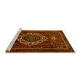 thumbnail image 2 of Ahgly Company Machine Washable Indoor Round Medallion Yellow Traditional Area Rugs, 3' Round, 2 of 4