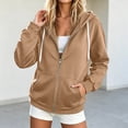 thumbnail image 3 of JUjie Womens Zip Up Hoodies High Neck Fleece Jackets Oversized Sweatshirts Fall Fashion 2026 Sweaters Winter Clothes Khaki L, 3 of 5