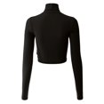 thumbnail image 4 of MixMatchy Women's Long Sleeve Turtle Neck Rib Knit Crop Top, 4 of 7