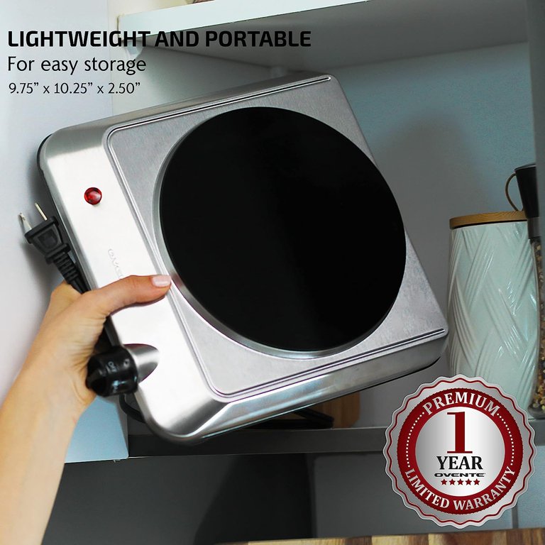 Ovente single burner Infrared Cooktop 1000W 7 Inch Ceramic Glass