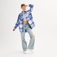 thumbnail image 4 of Juniors' SO® Plaid Oversized Button-Up Shacket Color: Grey Plaid Size: LARGE, 4 of 4