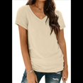 thumbnail image 3 of Camiseta Informal con Cuello en V para Mujer, Color Albaricoque, Talla S, 3 of 8