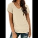 thumbnail image 3 of Camiseta Informal con Cuello en V para Mujer, Color Albaricoque, Talla L, 3 of 8