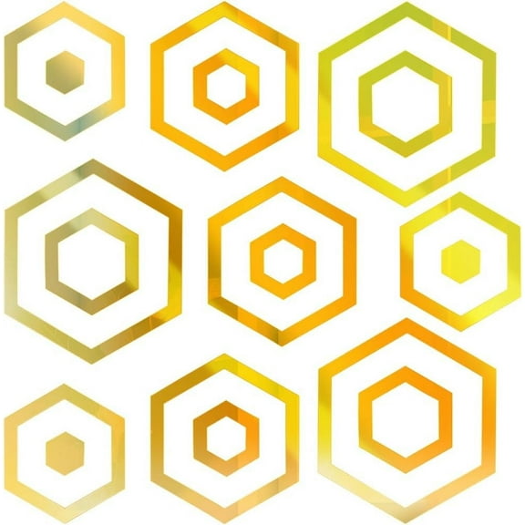 6Pcs 6Size Hexagon Acrylic Mirror Wall Decals Gold Geometry Mirror Wall Stickers DIY Wall Art Mirror Decor Mural Self Adhesive Decorative Mirror for Home Bathroom Living Room Background DIY