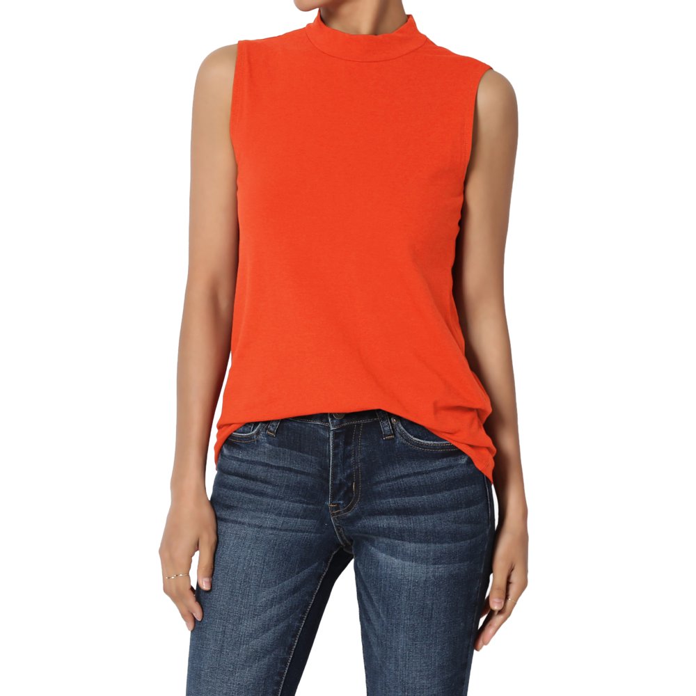 Download TheMogan - TheMogan Junior's S~3X Mock Neck Sleeveless T ...