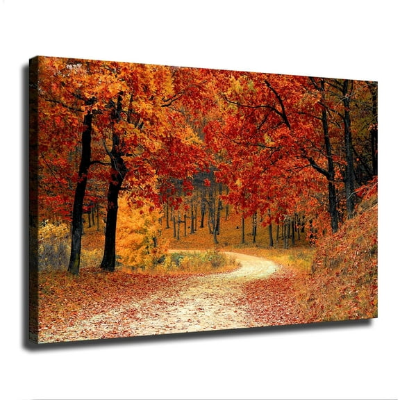 Autumn Leaves Fall Season Poster Decorative Painting Print Modern Home Bedroom Living Room Decoration Canvas Wall Art Aesthetic (Framed,24×36inch)