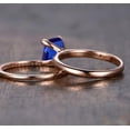 thumbnail image 4 of 1.75 Carat Blue Sapphire 6mm Princess Cut And Moissanite Diamond Halo Bridal Set in 10k Rose Gold, 4 of 4