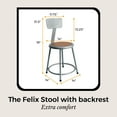 thumbnail image 3 of Hampden Furnishings Felix Collection 18-Inch Steel Stool with Backrest, Grey, AssemblyReady, 3 of 5