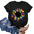 thumbnail image 2 of Gibobby Camisetas Mujer Manga Corta Mujeres Casual Sunflower Camisas imprenta Cuello corto manga corta Tee Tops Tunic Blose(Negro,CH), 2 of 5
