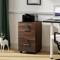 thumbnail image 4 of 2 Drawer File Cabinet with Lock, Wood Dark Brown File Cabinets for Letter Size File Folders with Tabs, Under Desk Rolling Filing Cabinet for Home Office, Mobile File Organizer Printer Stand, 4 of 16