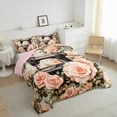thumbnail image 4 of Retro Sewing Machine Bedding Sets 2 Pcs,Blooming Pink Rose Romantic Comforter Set Women,Botanical Garden Vintage Floral Quilted Comforter with 1 Pillowcase, 4 of 7