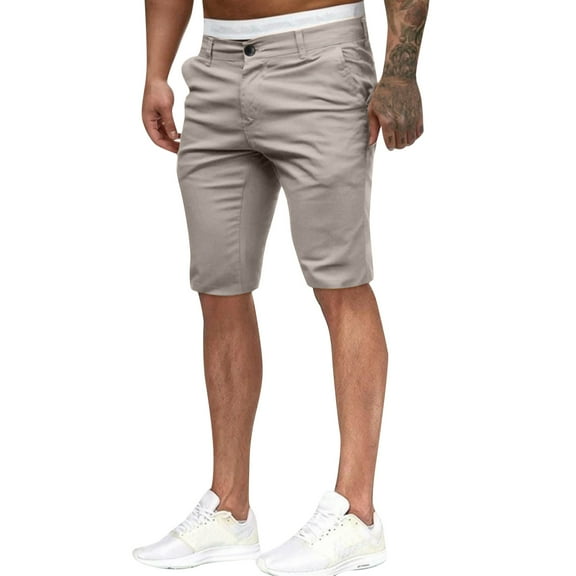 Casual Shorts for Men Summer Fashion Slim Solid Zipper Buckle Pants Cargo Bottoms Shorts