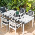 thumbnail image 2 of Chicken Hen Table Cloths for 5 Foot Rectangle Tables, Rooster Animals Farmhouse Plaid Country White Wooden Patio Waterproof Elastic Fitted Tablecloths, Washable Rectangular Table Cover for Camping, 2 of 8