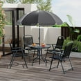 thumbnail image 3 of Soonbuy 6 Pieces Outdoor Dining Set With Umbrella, Patio Table and 4 Folding Chairs With Umbrella, Garden Patio Furniture Set With Umbrellas, Tempered Glass Top Dining Table, 3 of 8