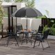 thumbnail image 5 of Set de Comedor Exterior – 6 Piezas – Mesa de Vidrio Templado – 4 Sillas Plegables – Sombrilla Incluida – Jardín, Patio, Terraza o Piscina – Negro, 5 of 8