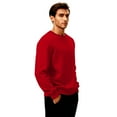 thumbnail image 4 of Solid Color Men's Winter Fleece-Lined Crewneck Sweatshirt | Oversized Warm Thick Solid Color For Casual & Daily Wear,Red,2XL, 4 of 7