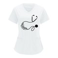 thumbnail image 1 of Haut de Blouse pour Femmes Col en V Couleur Unie Impression Partielle Manches Courtes Uniforme de Travail, 1 of 6