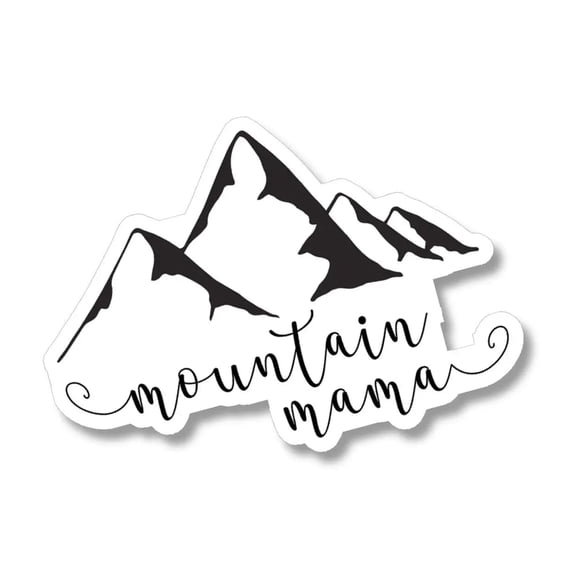 Mountain Mama with Mountains Waterproof Sticker