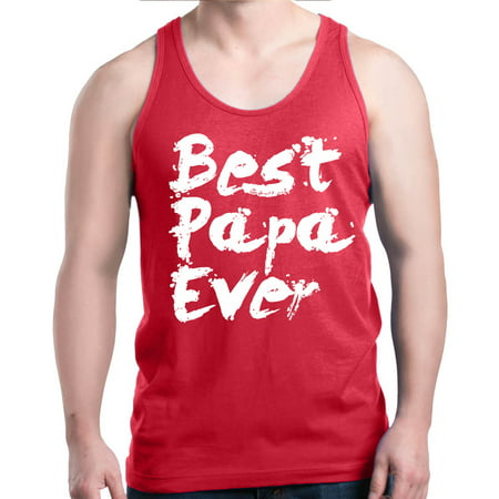 Shop4Ever Men's Best Papa Ever Paint Font Father's Day Graphic Tank