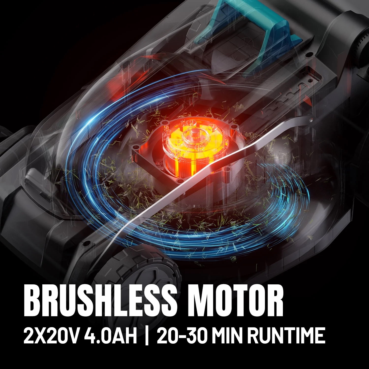 Mightymow Brushless Self-Propelled Lawn Mower, 2*20V 18" Cordless Lawn Mower, with 2*4.0Ah Battery& Dual Charger Included