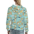 thumbnail image 7 of Fotbe Cute Dogs Corgi Pattern Womens Long Sleeve Hoodie, Pullover Hooded Sweatshirt, Kangaroo Pocket Hoodie with Eye-catching Drawstrings-Large, 7 of 7