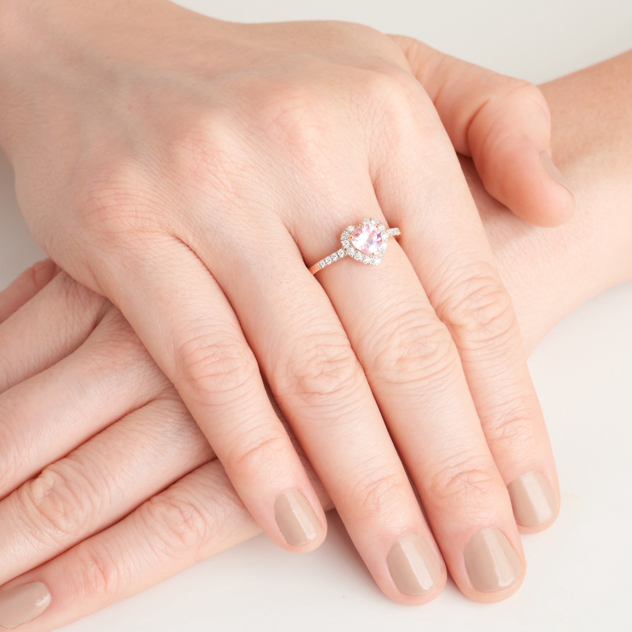 Forever Facets Lab Grown Diamond and Created Pink Sapphire Heart Sterling Silver Ring, Adult Female