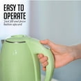 thumbnail image 2 of OVENTE Portable Electric Kettle Stainless Steel Instant Hot Water Boiler Heater 1.7 Liter 1100W Double Wall Insulated Fast Boiling with Automatic Shut Off for Coffee Tea & Cold Drinks, Green KD64G, 2 of 13