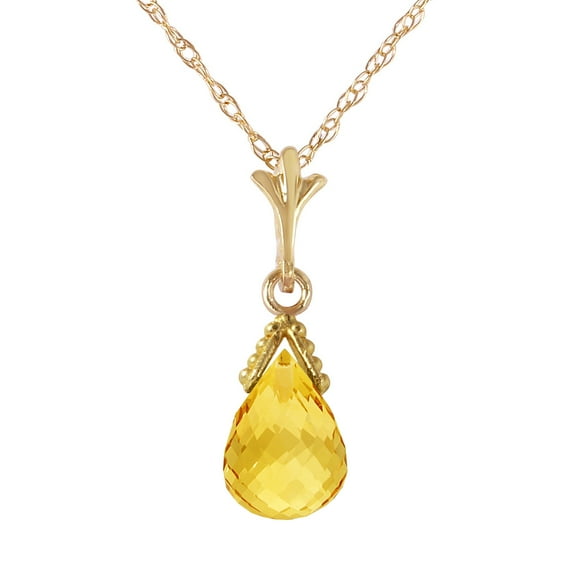 Galaxy Gold GG 14K Yellow Gold Citrine Pendant Necklace - November Birthstone - Warmth & Prosperity - 16" to 24" - Fine Jewelry for Women