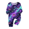 thumbnail image 2 of Halloween Family Pajamas Set Long Sleeve Crew Neck, Soft Matching Halloween Pajamas with Galaxy Ghost Print, Cute Family Halloween Pajama Set for Party, 2 of 4