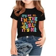 thumbnail image 5 of Frwgonr Girls Birthday T-shirts Short Sleeves Blouse Crewneck Birthday Graphic Summer Kids Tee Tops 2-15 Years, Black, 5 of 5