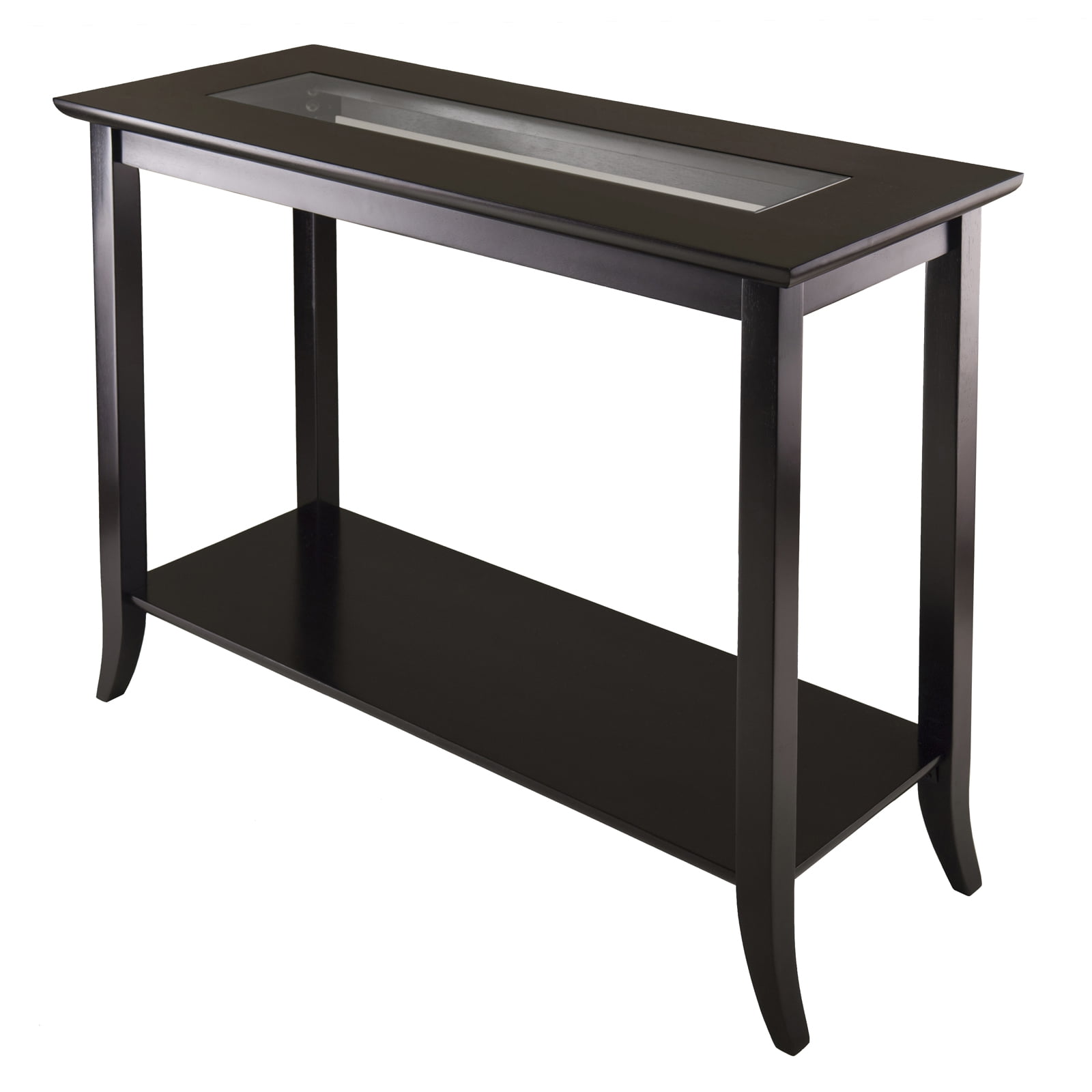 Winsome Wood Genoa Console Glass Top Table, Espresso Finish