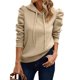 thumbnail image 2 of Sudadera con Capucha de Larga Abullonada y Cordón Ajustable para Mujer, Estilo Informal, para Otoño e Invierno Crema XXL, 2 of 8