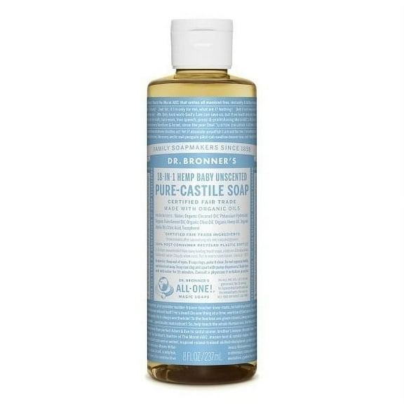Dr. Bronner's Organic Pure Castile Liquid Soap Baby Mild Unscented 8 fl oz