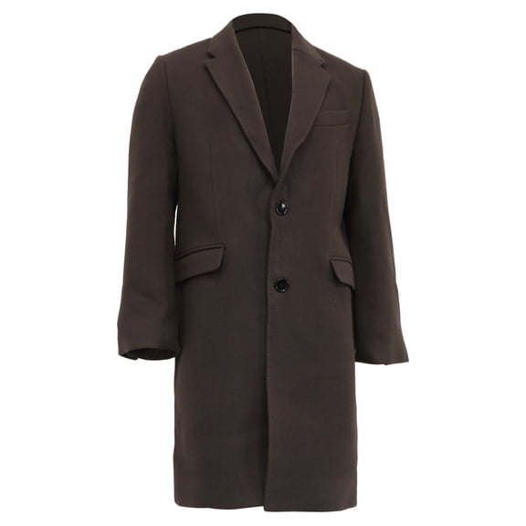 Pre-Owned AMI Paris Single-Breasted Coat in Brown Virgin Wool