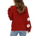 thumbnail image 4 of Winter Sweaters for Women Casual For Long Sleeve Pullover Cute Fuzzy Santa Pattern Crew Neck Loose Sweaters Features: Ugly Christmas Sweaters, 4 of 9