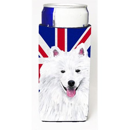 

American Eskimo With English Union Jack British Flag Michelob Ultra bottle sleeves For Slim Cans - 12 Oz.