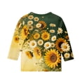 thumbnail image 4 of Grblisyd 3/4 Sleeve Shirts for Girls Cute Sunflower Daisy Printed T Shirts Kids Summer Loose Tops Casual Crewneck Tees 7-8 Years, 4 of 5